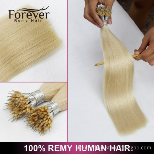 Forever professional christmas hair extension premium 100 human remy russian nano ring wholesale hair extension